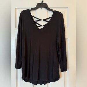Black top with open criss cross back